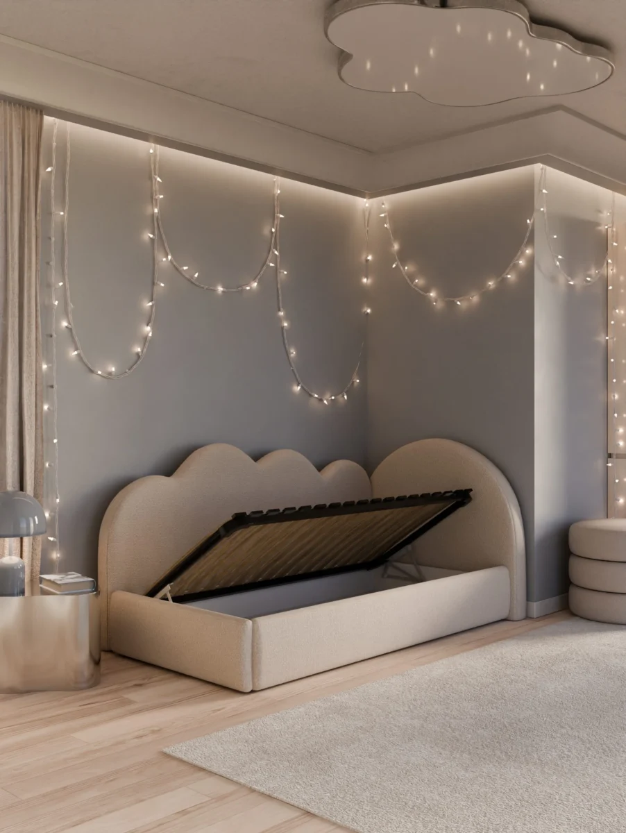 Wolkenbett Einzelbett — ikonisches Kopfteil mit Bettkasten — Ansicht 2